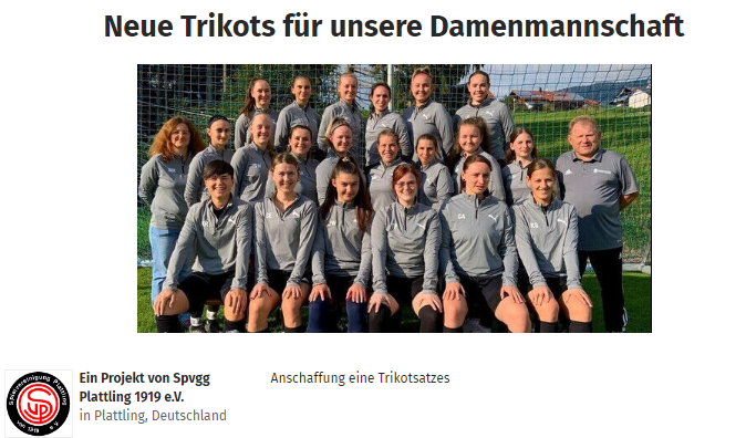 Trikotspende Damenmannschaft